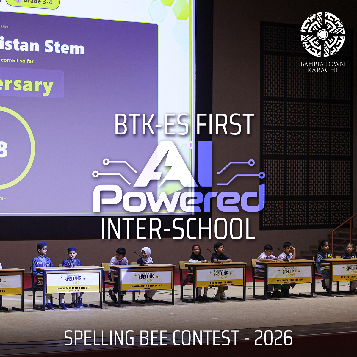 BahriaTownOffic's tweet photo. BTK-ES 1st AI-Powered Inter-School Spelling Bee Contest – 2026!
Brilliant minds. Bold confidence. Powerful performances.
Every word mattered. Every round inspired. Every student shined!
#BTKES #SpellingBee2026 #AIPowered #YoungChampions #FutureLeaders #EveryWordCounts https://t.co/FksS8Zfm1p