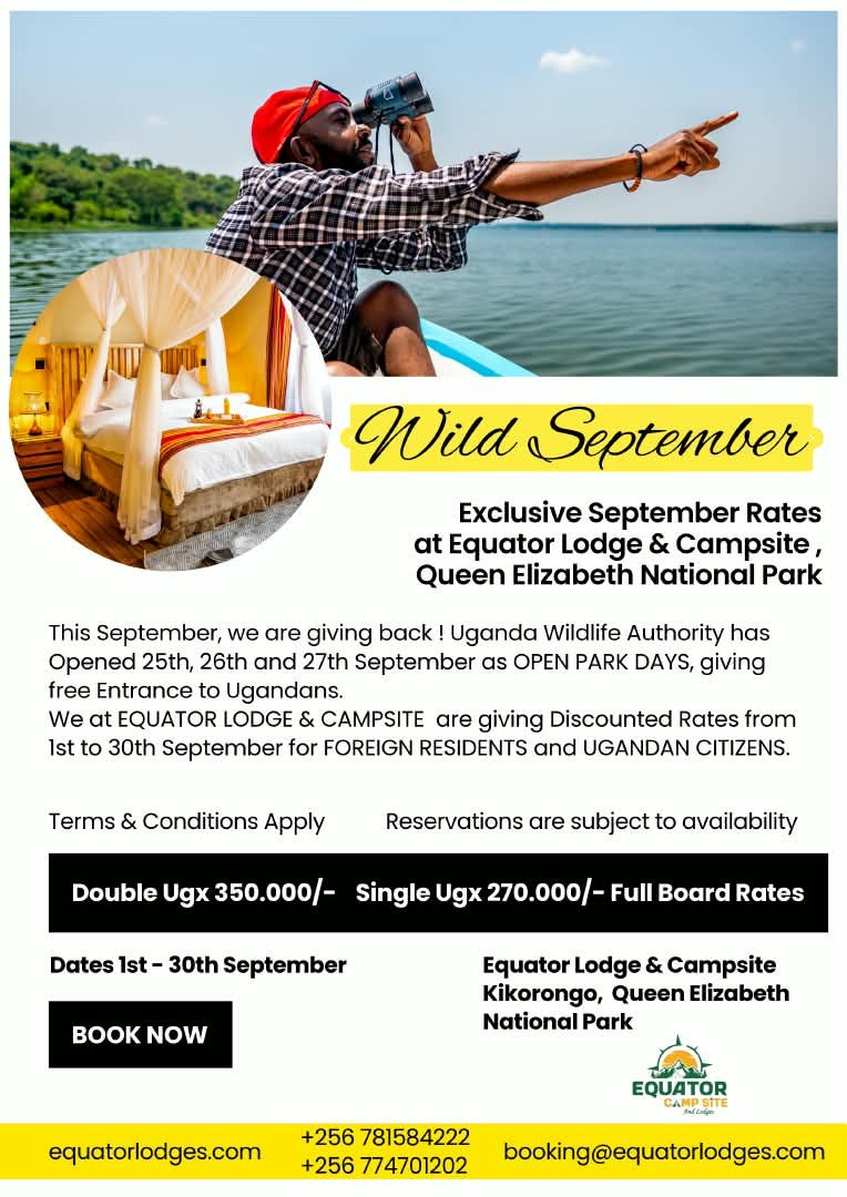 cissy3761's tweet photo. Looking for a comfortable stay in Kasese? 🌿❤️
Equator Campsite &amp; Lodges has you covered! Book your stay and enjoy a memorable experience near the Equator. 🇺🇬
#ExploreKasese #OpenParkDays2026 #EquatorCampsite https://t.co/xyI7POTXs0