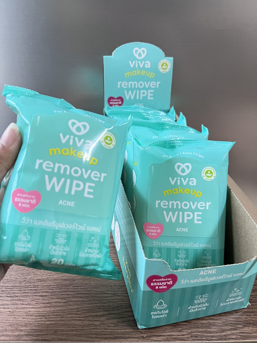 its_nubnib's tweet photo. ขอป้ายยา Viva Makeup Remover wipe Acne ตัวนี้เนื้อผ้านุ่มมากก ไม่ระคายเคืองผิวเลย 1 แผ่นเช็ดได้ทั่วหน้า แนะนำให้กดแบบแพ็ค 6 ห่อ (120แผ่น) คุ้มสุดๆ ตุนไว้ใช้ยาวๆ https://t.co/VND2TjzFBb
