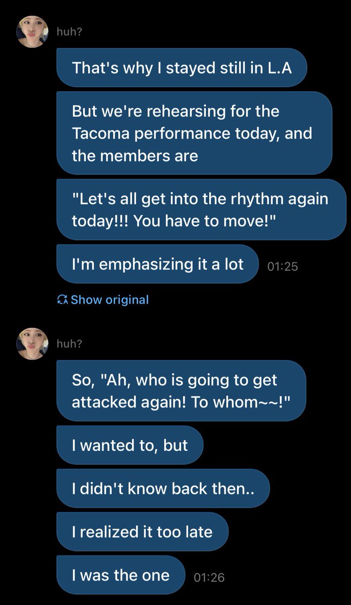 sunloverhuh's tweet photo. OMG THE MEMBERS PRANKED YUNJIN ONSTAGE TODAY 

Yunjin came to vent to us in DMs because the members had told her during rehearsals that everyone should do her dance during 'EASY, but during the show, she was the only one that did it. She looked embarrassed 😭🫳 https://t.co/gExUSiFd6o