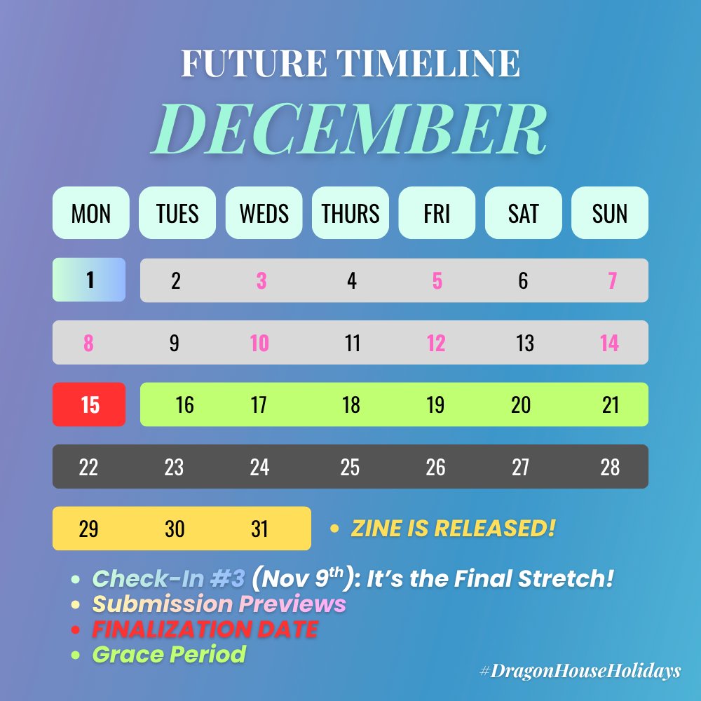 targcestholiday's tweet photo. And here is what October, November, and December CURRENTLY look like! Small things may be adjusted, but Check-in Dates, Form Release Dates, and the FINAL SUBMISSION DATE are all pretty solid!

Mark your calendars! 🗓️ https://t.co/lErGTDG400