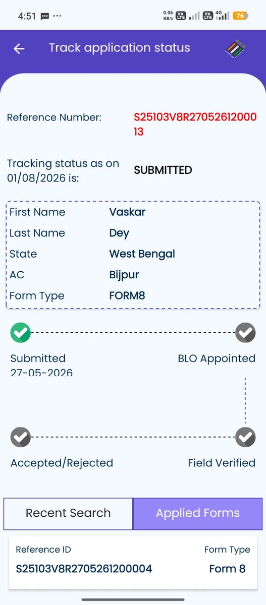 vaskardey7's tweet photo. @CEOWestBengal @ECISVEEP form 8 applied 3 months ago...still it's pending please update as soon as possible to update my voter details 

 #ECINET https://t.co/In9ZVaA6ih