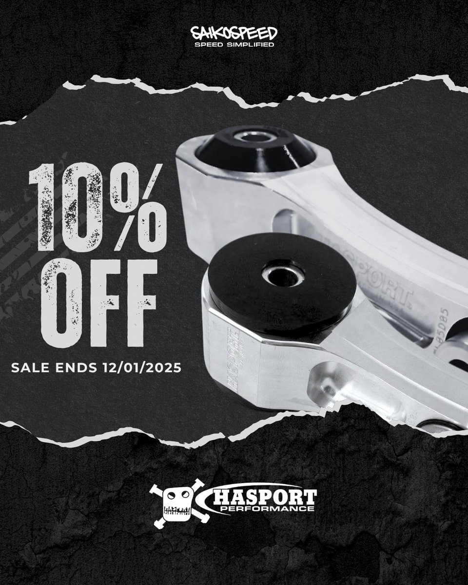 KaraEverline's tweet photo. Hasport mounts are 10% off through December 1, 2025. Upgrade for reduced engine movement, less wheel hop, and a locked-in feel. Race-proven reliability for Honda/Acura platforms. No code needed—discount applies automatically at checkout. https://t.co/IlQoIXT2KH