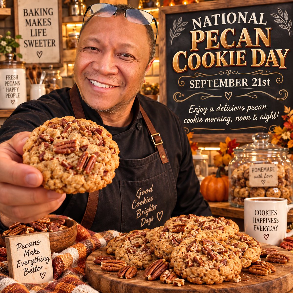 TimothyTalley17's tweet photo. NATIONAL PECAN COOKIE DAY
Each year on Sept 21, people across the U.S. celebrate National Pecan Cookie Day. This delicious cookie can be eaten and enjoyed morning, noon and night. If you're a pecan snacker, another pecan related celebration is National Pecan Day on April 14. https://t.co/KtTC3zZVcF