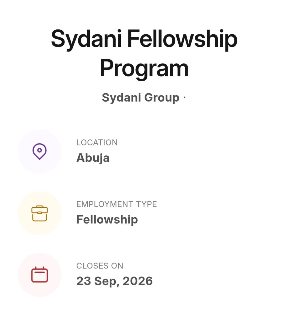 emma_hrguy's tweet photo. Sydani Fellowship Programme 

Apply -https://t.co/ob7Tn1Uzl9

NB: 📌for Abuja residents and those willing to relocate to Abuja. https://t.co/pgWxLcQSsm
