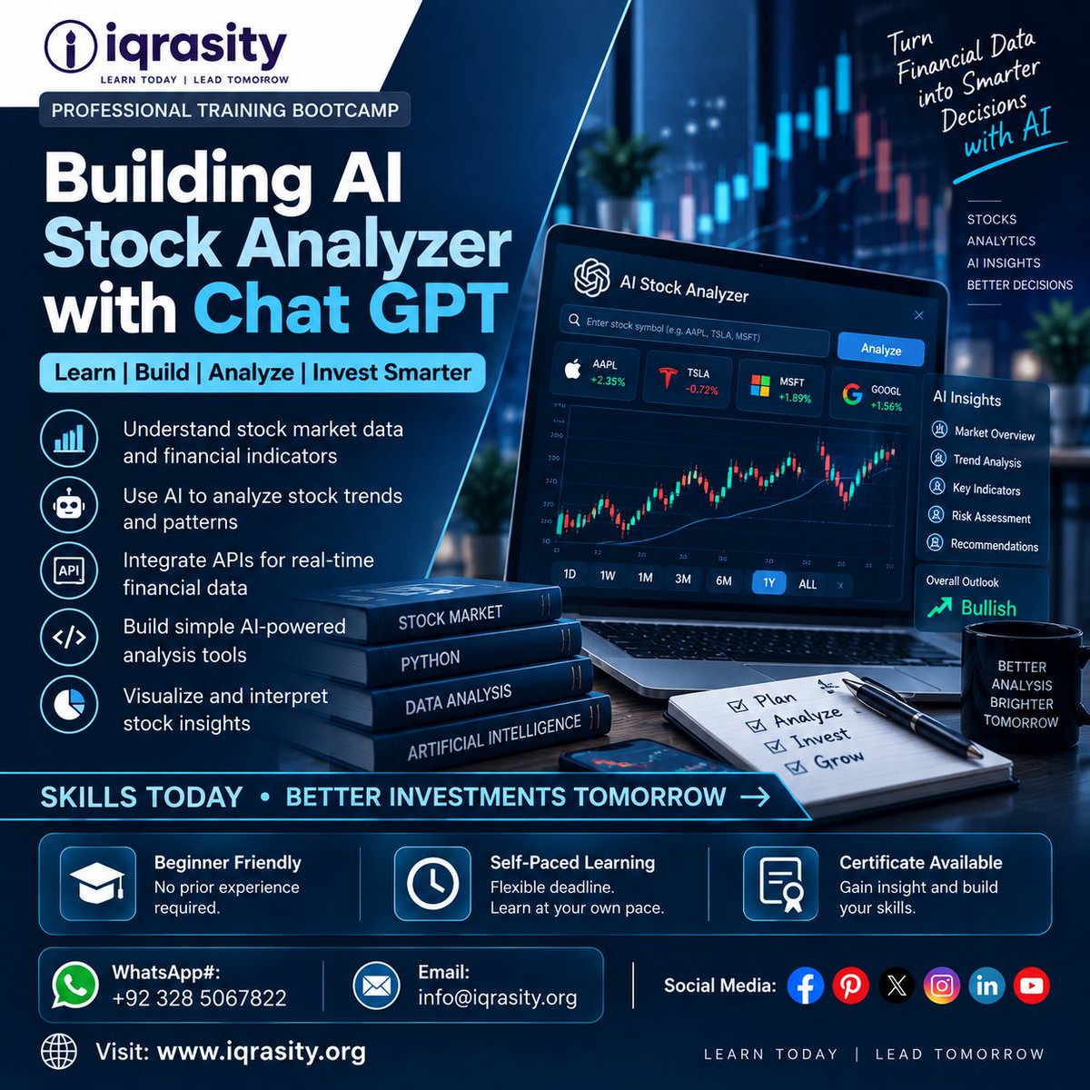 iqrasity's tweet photo. AI STOCK ANALYZER WITH CHATGPT — PROFESSIONAL TRAINING BOOTCAMP 📈🤖💻
Learn • Build • Analyze • Grow 🚀
#AIStockAnalyzer #ChatGPT #StockAnalysis #FinancialAnalysis #AITraining #DataAnalysis #LangChain #APIs #AIProjects #Iqrasity #ProfessionalTraining #OnlineLearning https://t.co/W5wjjKCr2s