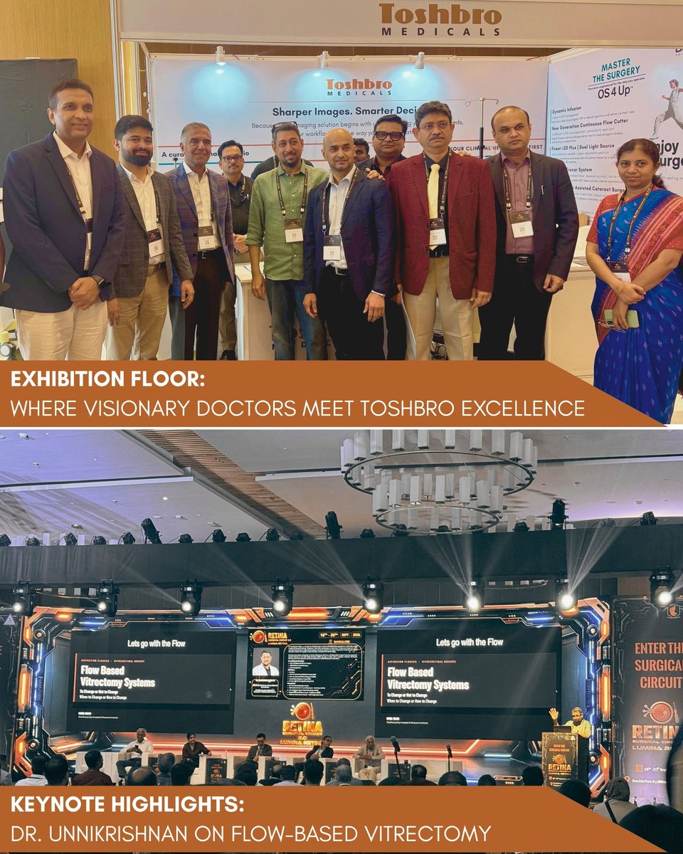 ToshbroMedicals's tweet photo. At RSC2.0 Lumina Retina 2026, Dr. Unnikrishnan Nair R. (CEO & Sr. VR Surgeon, Chaithanya Eye Hospital) anchored our Round Table. Top Indian VR surgeons rigorously evaluated the OS4 UP by Oertli, confirming it as the most advanced vitrectomy platform today. #RSC2026 #OS4UP https://t.co/mmFAgn6beP