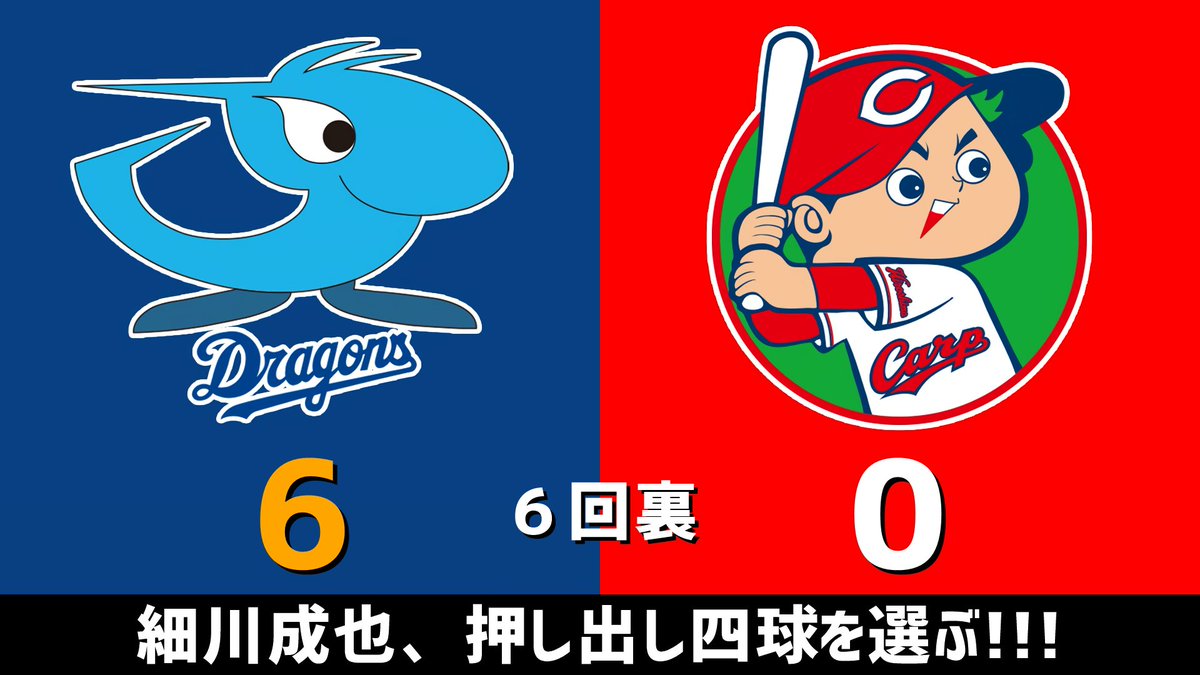 gnomotoke's tweet photo. セ・リーグ公式戦 中日vs.広島 2026.09.21
6回裏 細川成也、押し出し四球を選ぶ！！！

中日ドラゴンズ、6点リードです #dragons #中日ドラゴンズ

【全打席結果はこちらから】
⇒ https://t.co/GDwB8mngwP https://t.co/ZRWSHSyzbv