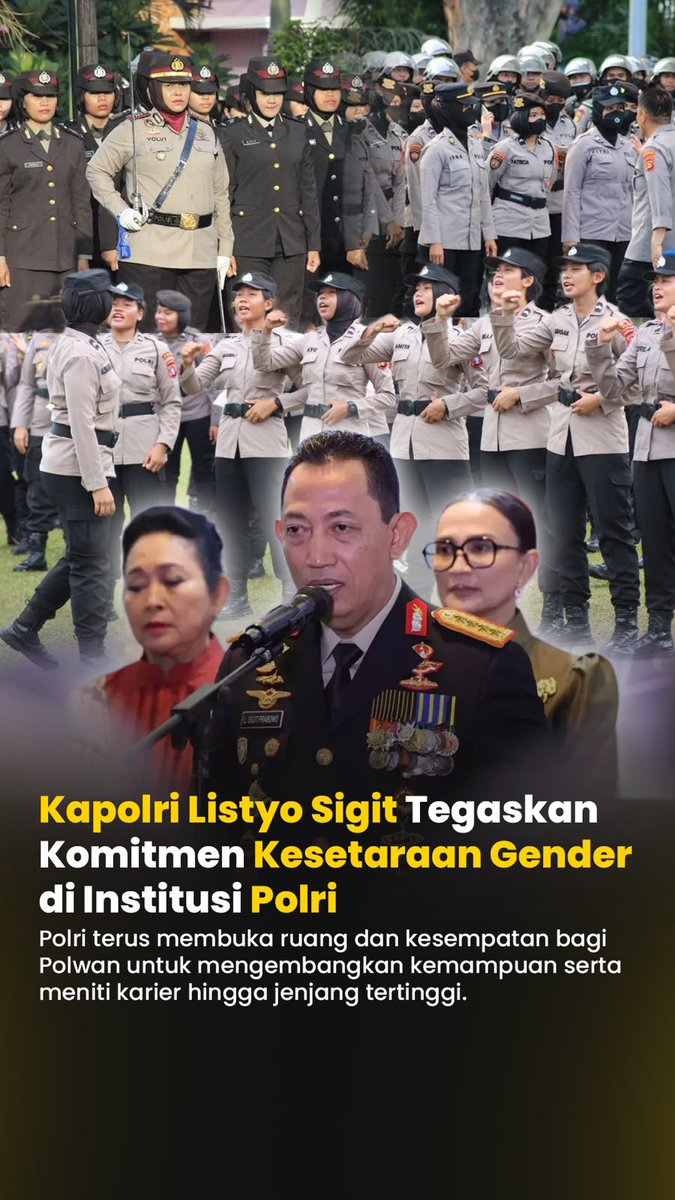 moodmasyarakat's tweet photo. Kapolri Listyo Sigit Prabowo tegaskan komitmen kesetaraan gender di institusi Polri. #MoodMasyarakat #Kapolri #ListyoSigitPrabowo #Polri #FYP https://t.co/TNNHHQSFiZ