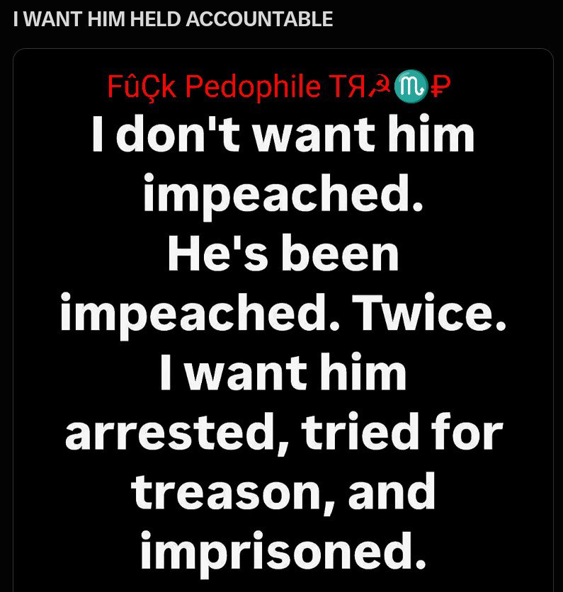 MrSpiritsRaven's tweet photo. Never FORGET #Americans ELECTED A #Pedophile #Rapist #ChildMolester #SexTrafficking #SexualPredator #Perverted #ChildRapist #Grifting #LYING #TaxCheatingCheeto ππΏ WHO is a 34Count Convicted Felon ππΏ AS #President of the #UnitedStatesOfAmerica TWICE. https://t.co/cg9yBJaXmv