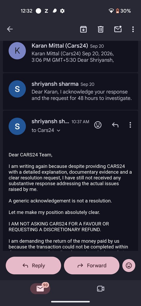 Sbkhpfw's tweet photo. @cars24india will NOT pay a cancellation charge for a delay caused by CARS24. You missed our agreed delivery deadline, the car wasn't ready for PDI, and your team asked for another week. We want our full ₹15,119 refund Refuse it in writing and we'll file a consumer cour #scam https://t.co/4b4zDNfWv6
