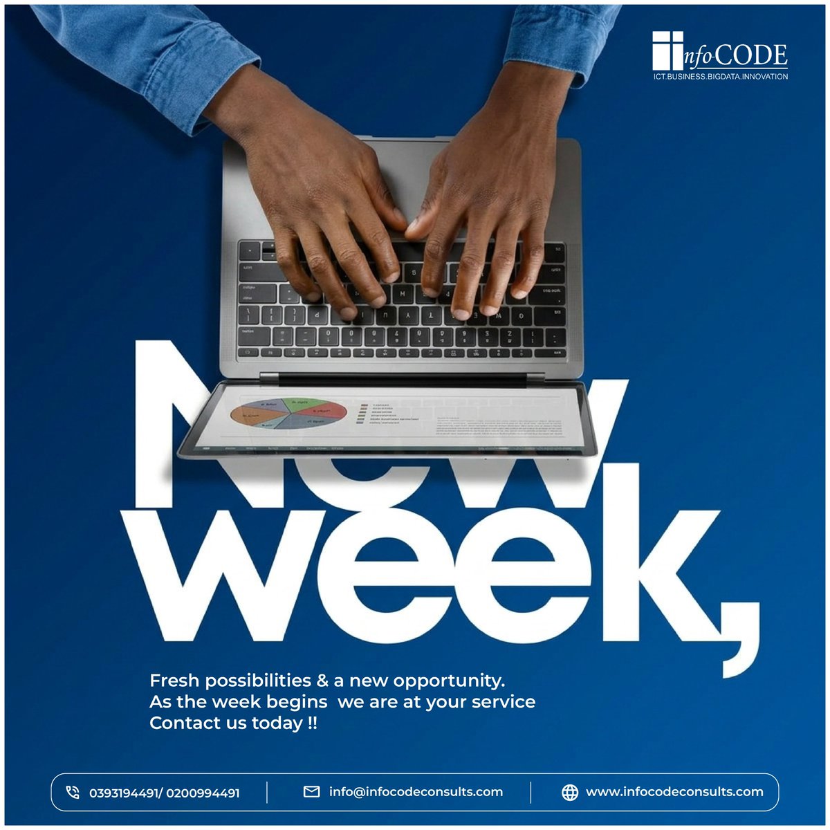 ConsultsCode's tweet photo. A new week brings fresh opportunities, new ideas, and new possibilities.
Let’s make this week productive and impactful. Contact us today!

📞 0393194491 / 0200994491
📧 info@infocodeconsults.com
🌐 https://t.co/kNEFzPS44e

#InfoCodeConsults #HappyNewWeek #NewWeek #BusinessGrowth https://t.co/UL930UgPzE