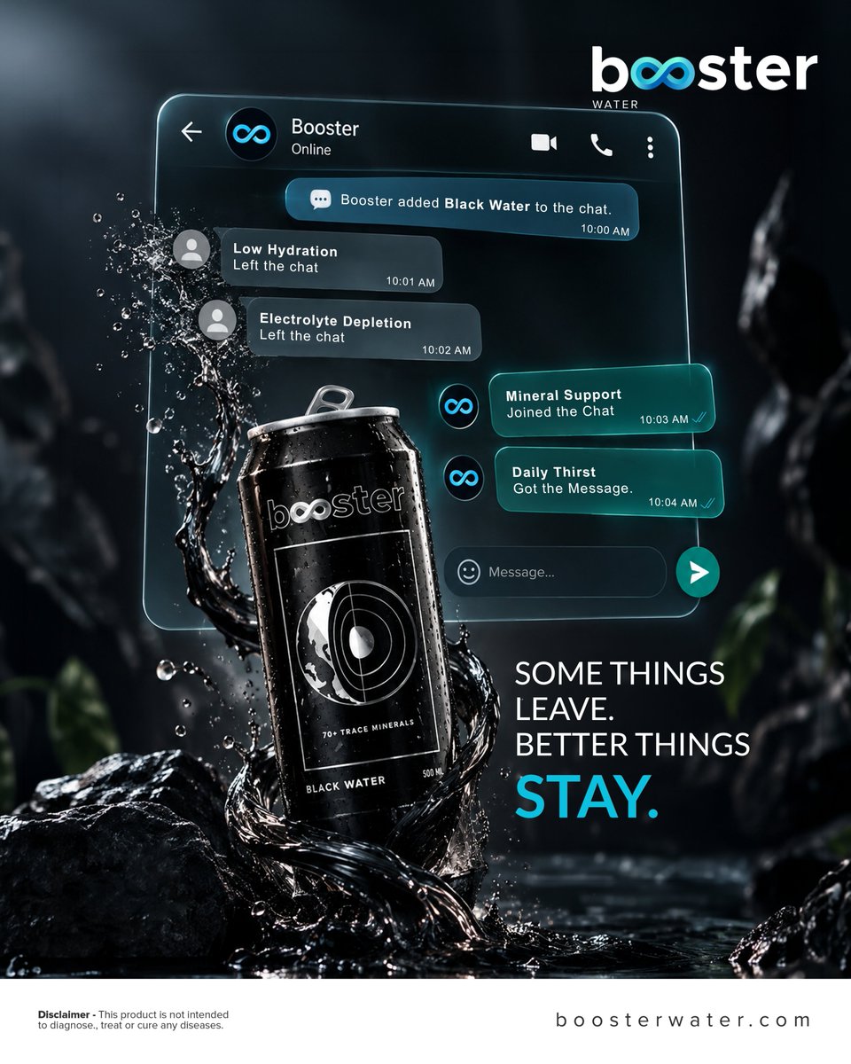 booster_water's tweet photo. Some Things Leave. Better Things Stay. ⚫

Low hydration? Left the chat.
Mineral support? Joined the chat.
70+ trace minerals. Fulvic minerals. Zero sugar.

Meet Booster Black Water.

Visit: https://t.co/iq6Wnw2elu

#BoosterWater #BlackWater #Hydration #TraceMinerals #Wellness https://t.co/m6sTi0l0M5