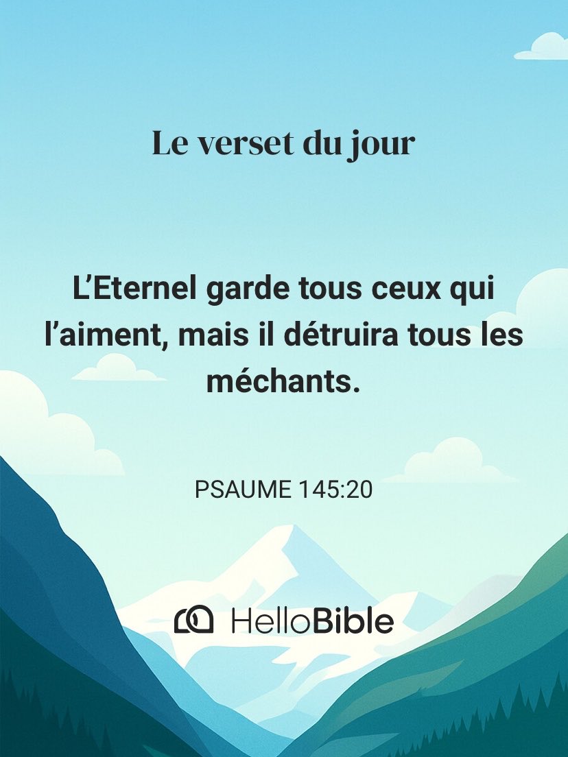lyonelPrada90's tweet photo. L’Eternel garde tous ceux qui l’aiment, mais il détruira tous les méchants.
Psaume 145:20 https://t.co/k5Q3UyA1Xl