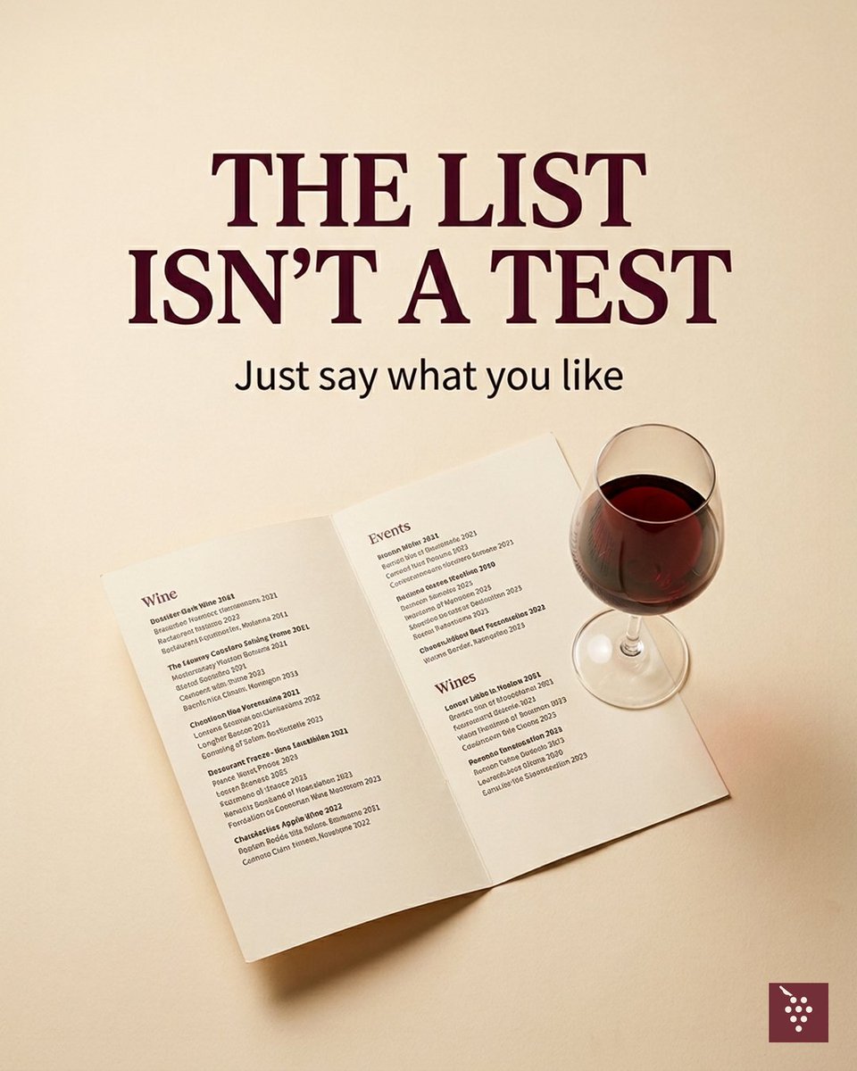 VyneWineApp's tweet photo. The wine list isn't a test.
Say what you like — juicy, crisp, earthy, cheap-and-cheerful — and let the floor help. Asking isn't weak. It's how you get a better glass.

A Somm in your pocket. A wine bible on the shelf.
https://t.co/E2cr3lTQOD
#winelist #sommelier https://t.co/EKsGmDsX6J