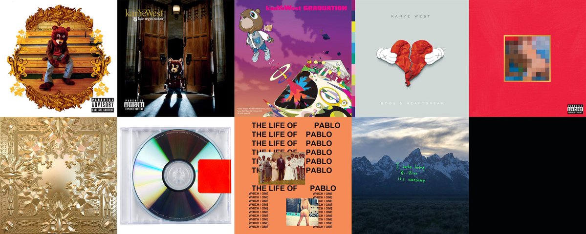 kovyeezy's tweet photo. Ranking Ye Albums
1 Donda
2 The College Dropout
3 Ye
4 Yeezus
5 My Beautiful Dark Twisted Fantasy
6 Late Registration
7 KIDS SEE GHOSTS
9 808s And Heartbreak
10 The Life Of Pablo
11 Graduation
12 VULTURES 1
13 Watch The Throne
14 JESUS IS KING
15 BULLY
16 VULTURES  2
17 DONDA 2 https://t.co/YQN3UGdabG