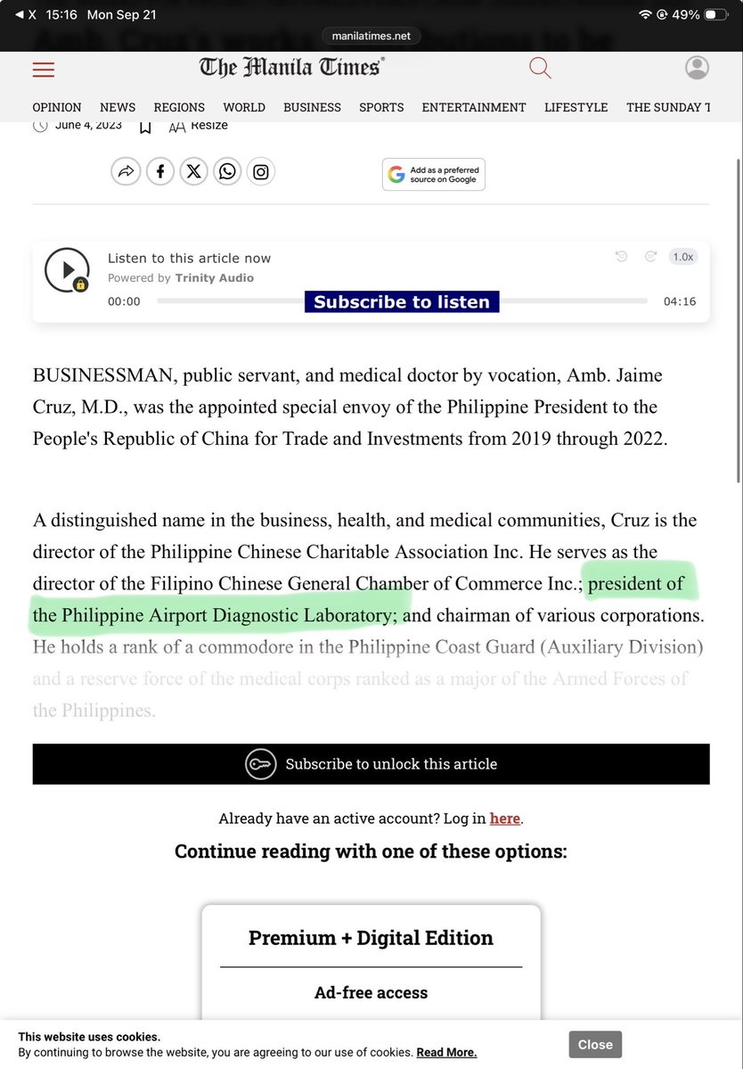 lyndajumilla's tweet photo. This JAIME CRUZ? The man rodrigo duterte wanted to appoint to philhealth? Also the president of philippine airport diagnostic laboratory (padlab) - that diagnostic lab that had a monopoly of testing those travelling by air at the height of the pandemic? https://t.co/eLPRvYbkft