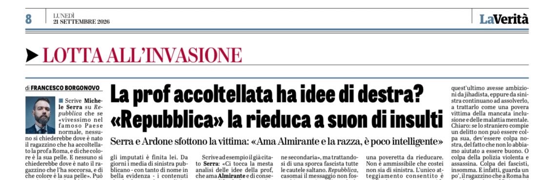 fratotolo2's tweet photo. Sei stata accoltellata e non sei di sinistra?

Scatta la lapidazione. 
@franborgonovo https://t.co/5zorIrZjOv
