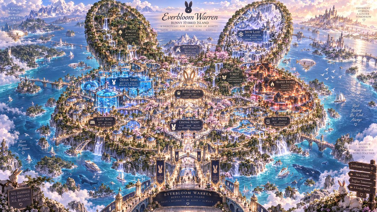 EllieiaVT's tweet photo. You are all Invited to EverBloom Warren also known as Bunny Hybrid Island! Come Inside and explore all our hybrids! Would you stay as a guest on this Island? https://t.co/p1LZ7R2bXE
