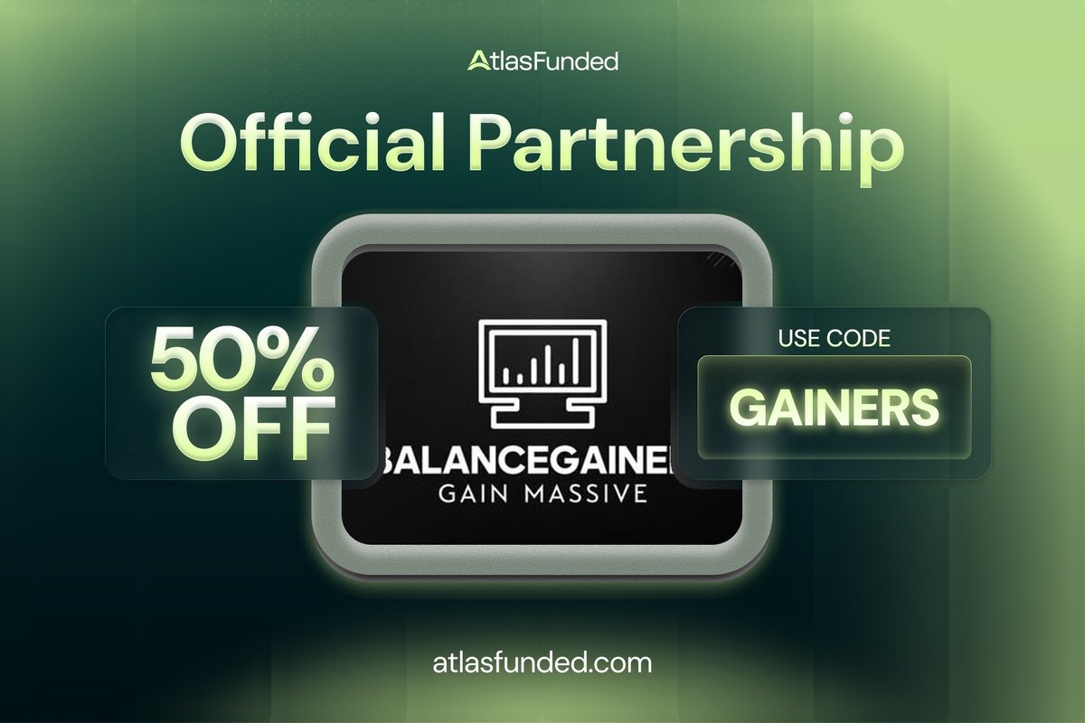 balancegainers's tweet photo. 3 x $25K 2-Step accounts Giveaway🚀

To enter:
→ Follow @balancegainers  @LAntonioAF @atlasfunded @atlasfutures 
→ Like + RT
→ Tag 3 friends

Ends on 24 sep

Bonus: Gainers is 50% off sitewide, and I'm gifting a $50K Instant to one person who picks up an acount this week with code.