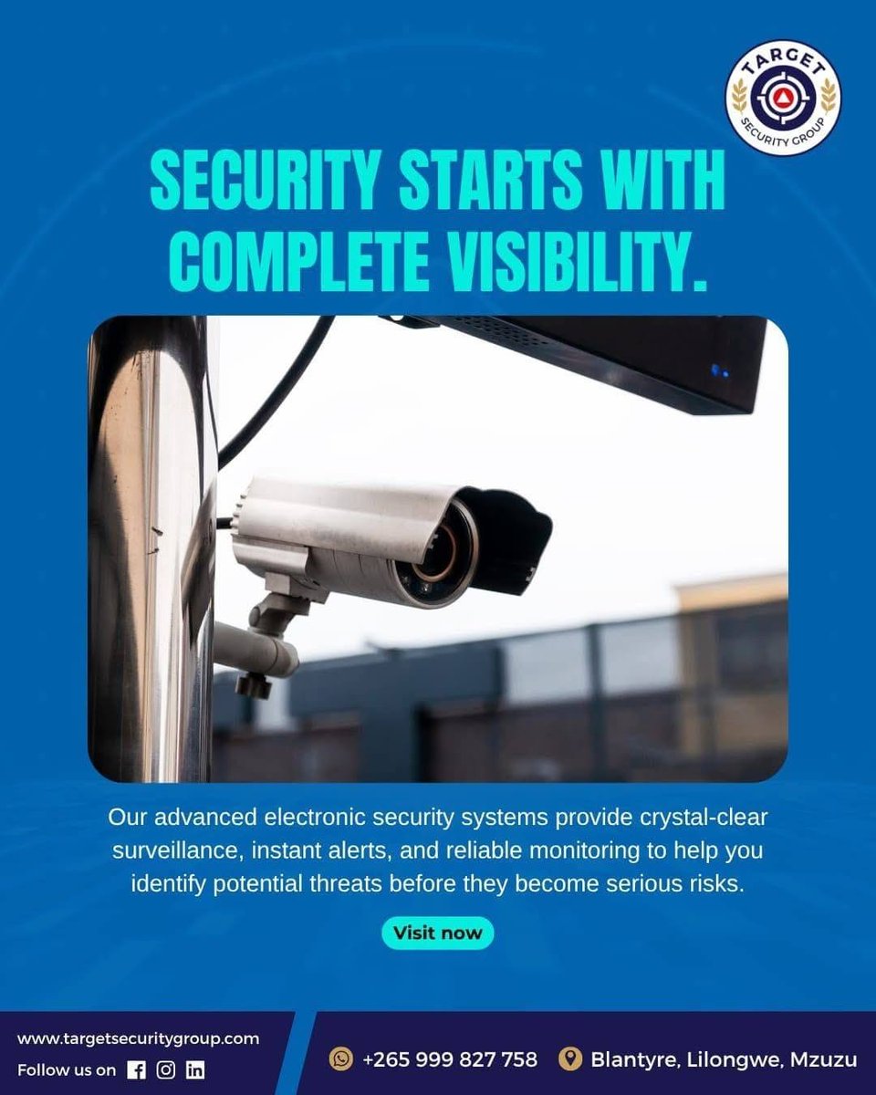 tsgmal_'s tweet photo. 🛡️📹Protect What Matters Most with Trusted Security!

Your home, business, people, and valuable assets deserve reliable protection.

🌐Visit: https://t.co/KAIM5rzIbV
📲WhatsApp: +265 999 827 758

#Targetsecuritygroup #malawi https://t.co/WtWPmdmxeC