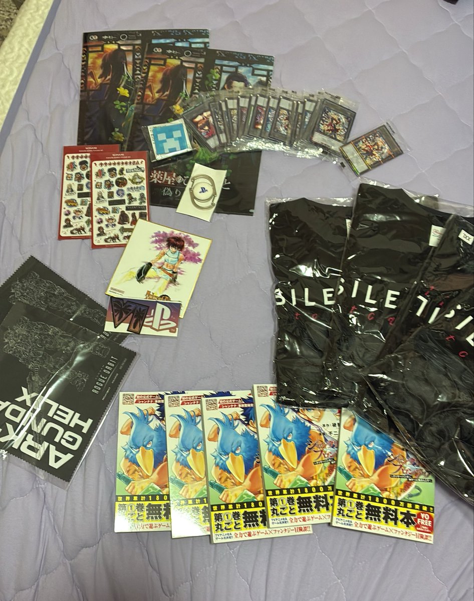 Daichijmt's tweet photo. #tgs2026 #東京ゲームショウ

もらったノベルティ一部
遊戯王トークンはまだ整理できてないの含めると60枚くらい回収できたかな
サイレントヒル　シャツ4枚回収
とあるイベントでは9万相当のVITURE Luma Ultra 何個かもらえたりしたんでそっちの方が割いいですね https://t.co/nZF3zGxwAH