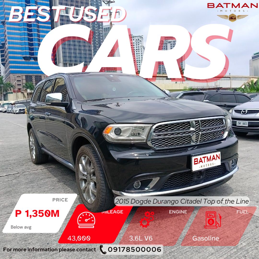 AlexanderWa9n's tweet photo. Unleash power, luxury, and adventure in 2025 with the 2015 Dodge Durango Citadel. Premium comfort, 7 seats, AWD, leather interior, and a 3. 6L V6 engine. Financing, trade-ins, and free detailing this month at Batman Motors. https://t.co/XFhqQJKTAg