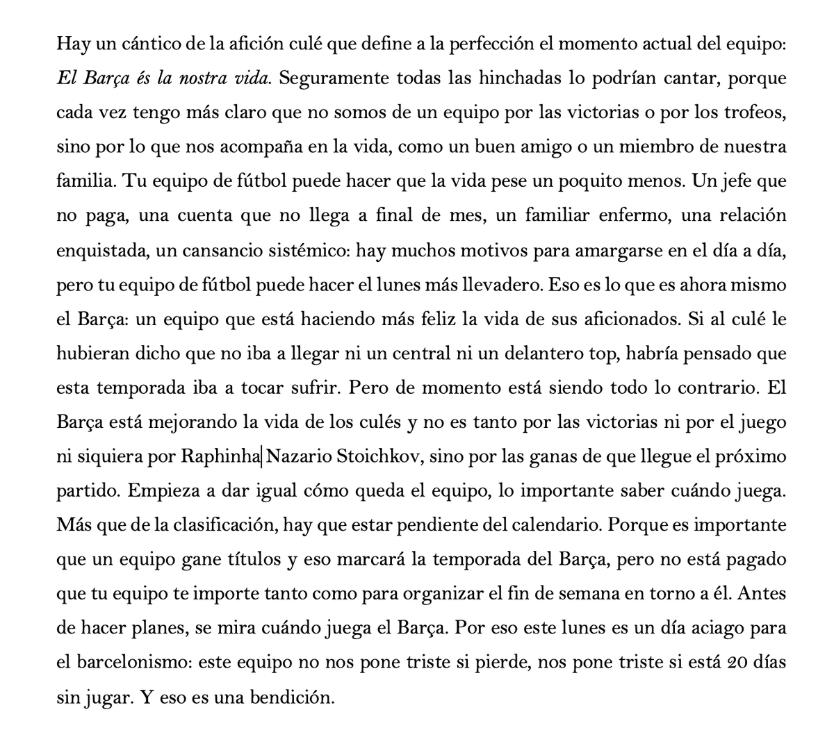 Sergiovazquez14's tweet photo. El Barça no nos pone tristes si pierde, nos pone tristes si está 20 días sin jugar. Y eso es una bendición.

He escrito sobre el Barça de Flick 3.0. https://t.co/BsSFDfU7QZ