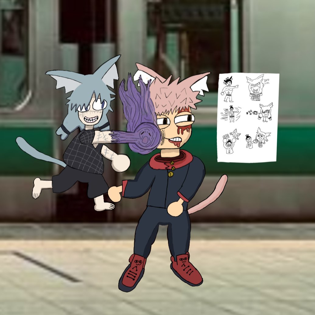 japm_2rp's tweet photo. Yuji took a big hit from Mahito; his aerial attack went wrong, he was scratched, and his brother is on his way, Mahito split in two, you evil fucking cat.😾 https://t.co/IyJca2HuxF