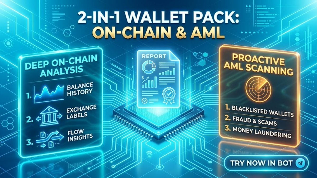 6789trx's tweet photo. 🛡 INTRODUCING THE ADVANCED WALLET ANALYSIS PACKAGE

Combine wallet analysis and AML checks in a single report, helping you quickly review fund flows and assess risks before accepting a transaction.

💡 Ideal for P2P, OTC transactions, receiving funds from new counterparties, or checking a wallet before a transaction.

🔥 With the Advanced Package, you can:

🔍 In-Depth Wallet Analysis
Track balance, incoming/outgoing funds, and identify exchange wallets over a selected period of up to 30 days.

🛡 AML Check
Check for links to potentially risky addresses, such as blacklisted wallets, malware, scams, or money laundering, with alerts shown directly in the report.

👉 Try it now: Open Bot telegram ➔ Monitoring ➔ Wallet analysis ➔ Select Advanced package

#Bitcoin #BTC #Crypto #CryptoNews #BitcoinETF #CryptoMarket #FinanceNews #Investing #Cryptocurrency #AML