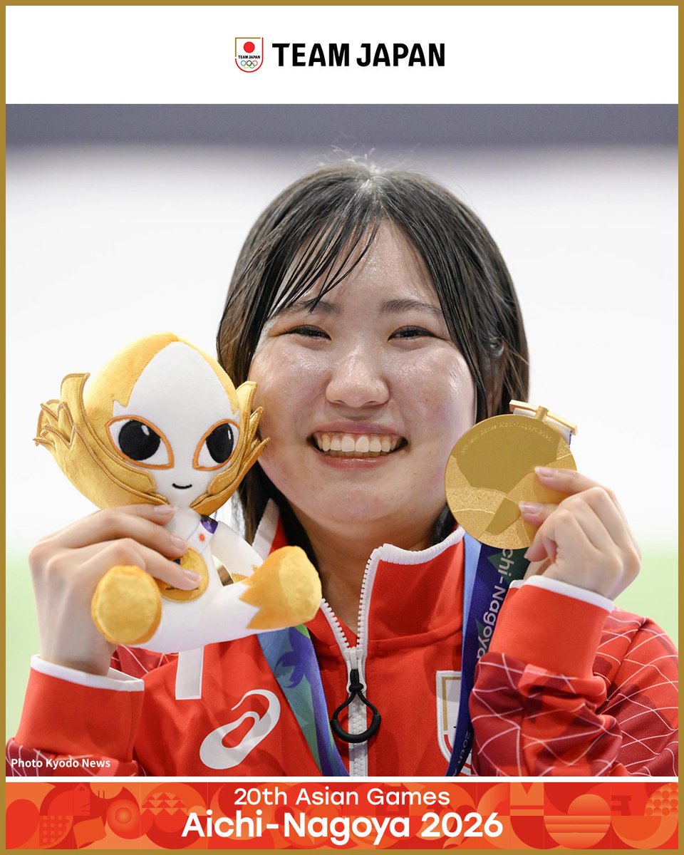 TeamJapan's tweet photo. ◤ 📸 TEAM JAPAN Shots #愛知名古屋2026 ◢

🎯ライフル射撃

【女子10mエアライフル個人】
1位 泰地陽詩 選手 🥇
4位 野畑美咲 選手

【女子10mエアライフル団体】
3位🥉

泰地陽詩 選手が女子10mエアライフル個人で日本史上初の金メダルを獲得👏
団体では #TEAMJAPAN が36年ぶりの銅メダルを獲得しました🙌

@riflesports_jp
 #ともに一歩踏み出す勇気を

愛知・名古屋アジア大会はTBS ▶︎ @TBS_TV_S1