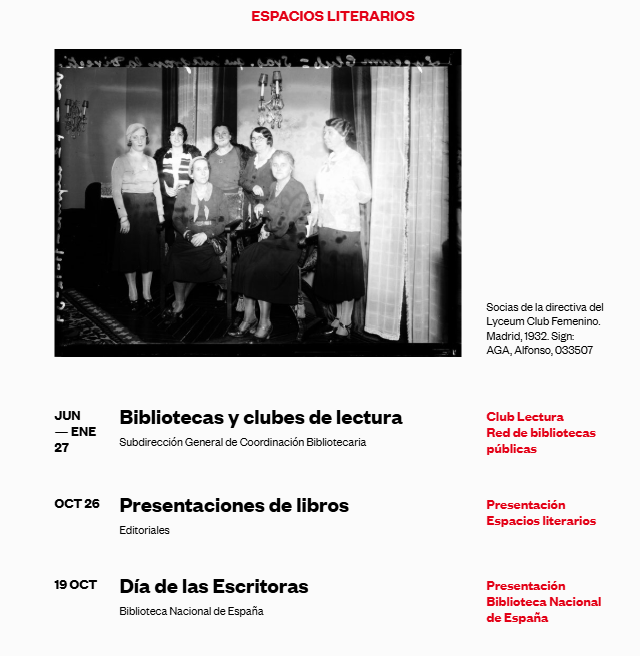 fesabid's tweet photo. Hace un siglo nacía en Madrid el Lyceum Club Femenino, pionero del asociacionismo de mujeres. 📚

Programa del Ministerio de Cultura: https://t.co/DyE9K3503H

📂 Censo de Socias en PARES
📖 Guía de lectura para bibliotecas: https://t.co/4856lrePQ5 https://t.co/UruEfJ9ODX