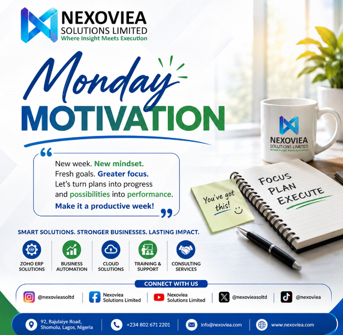 nexovieasoltd's tweet photo. NEW WEEK. NEW POSSIBILITIES. 🚀
Don’t just start the week with a plan. Start it with purpose, action, and the right solutions.
Every big achievement begins with one bold step. Take yours today.
Nexoviea Solutions Limited
Where Insight Meets Execution. https://t.co/FfdgV3UlbL