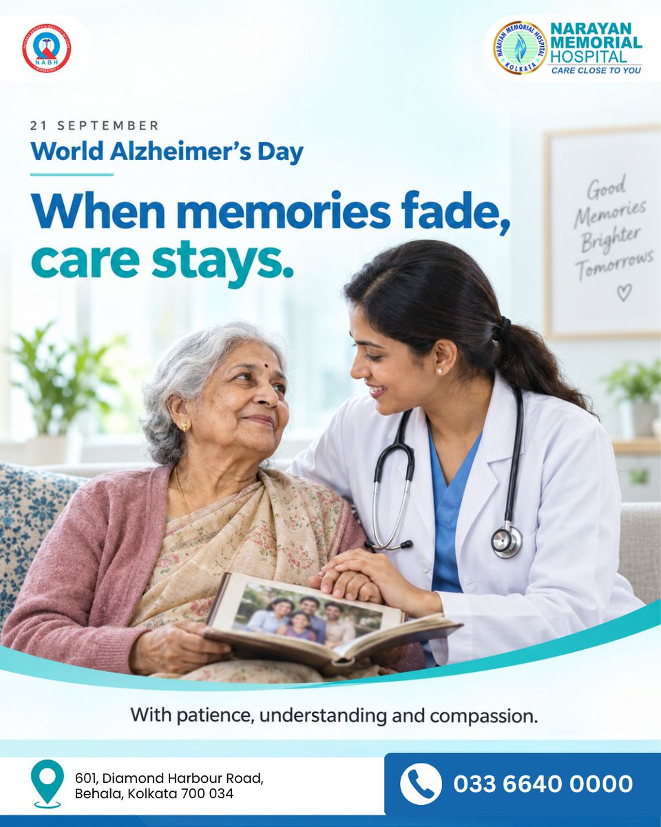 nmh_kolkata's tweet photo. On World Alzheimer’s Day, let us raise awareness about Alzheimer’s disease and the importance of understanding, patience and compassionate care for those living with memory-related conditions. https://t.co/VTd4qRzlxM