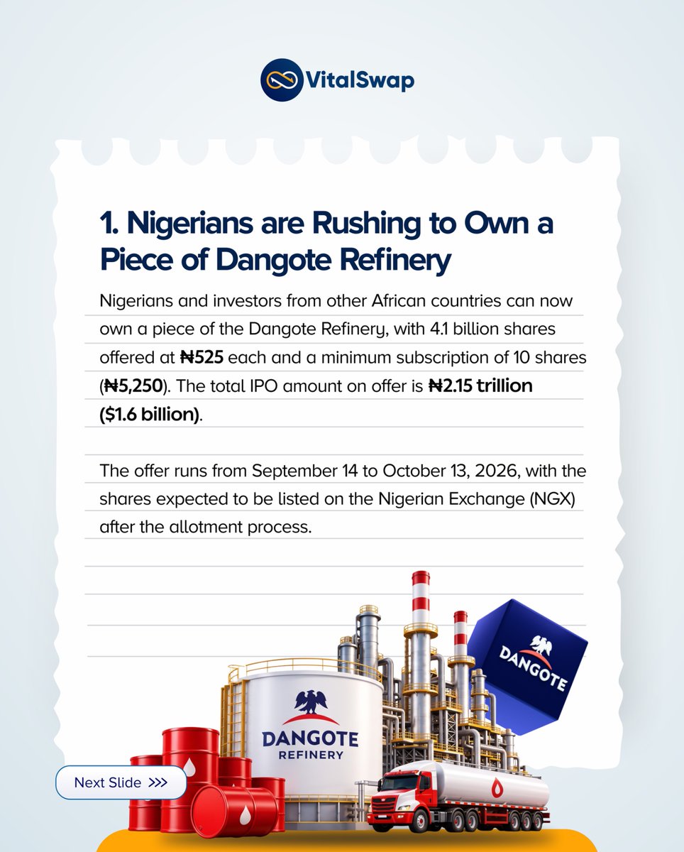 vitalswap's tweet photo. Everyone wants a piece of Dangote. 🫢

But while Nigeria talks IPOs, the Fed is raising rates and companies are realising leaving China isn't as simple as it sounded.

This week’s business brief is worth a look.

#VitalSwap #Business #Finance #Markets #Trade https://t.co/pRE6SPIppo