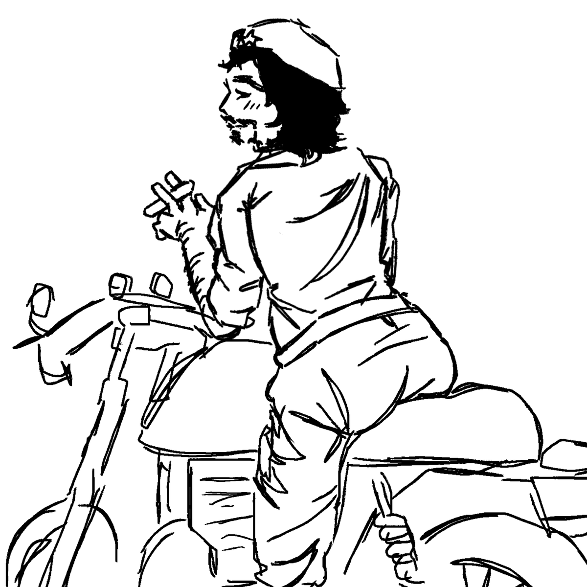 marxistyaoi's tweet photo. che put that thing away 😳😳i cant draw motorcycles #che #cheguevara #cubanrevolution #cubrev #cubanrev #commietwt #lefttwt https://t.co/IGZ8m8L19O