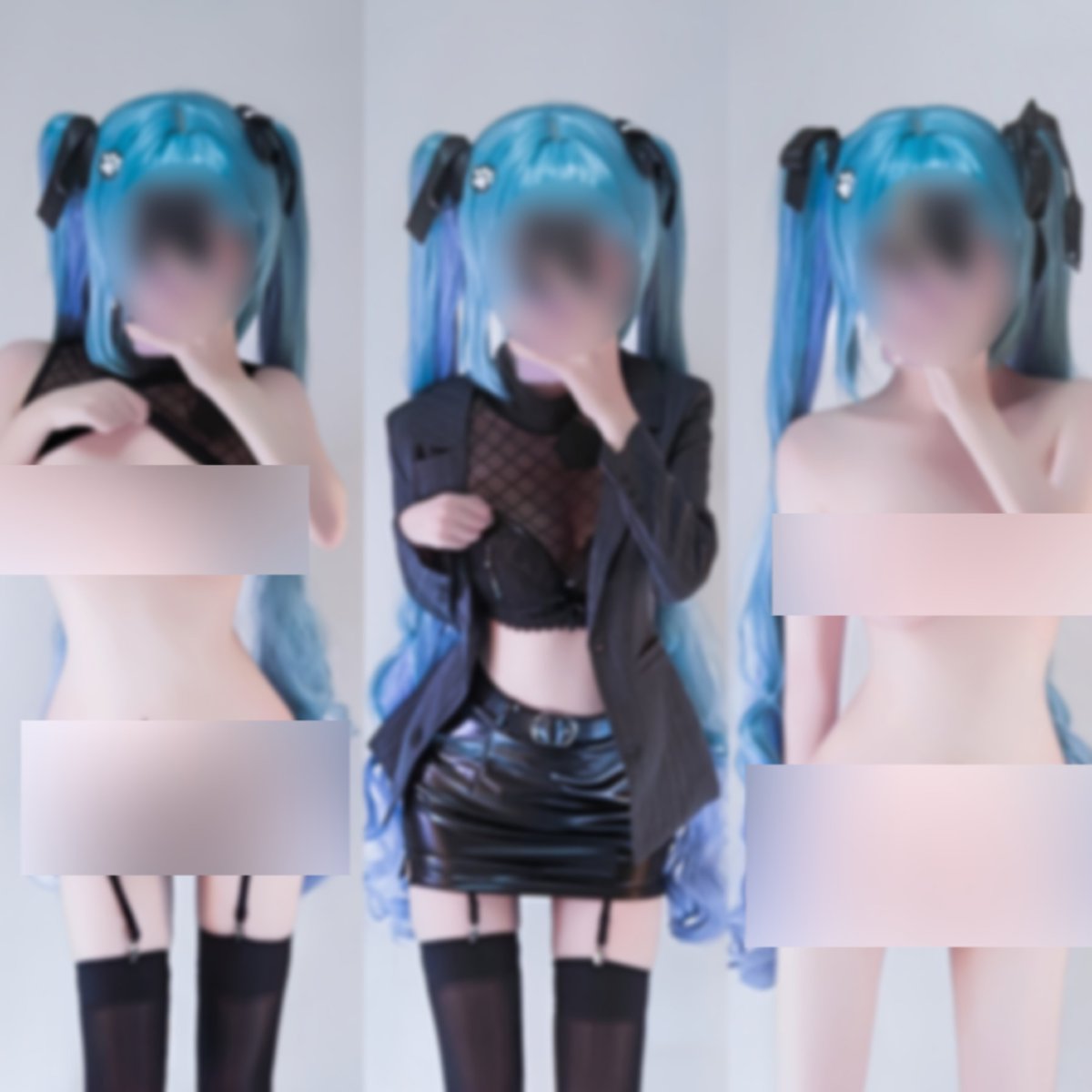 初音ミク（VOCALOID）風コスの3パターン比較｜ジャケット＋ミニスカ＆ニーハイ