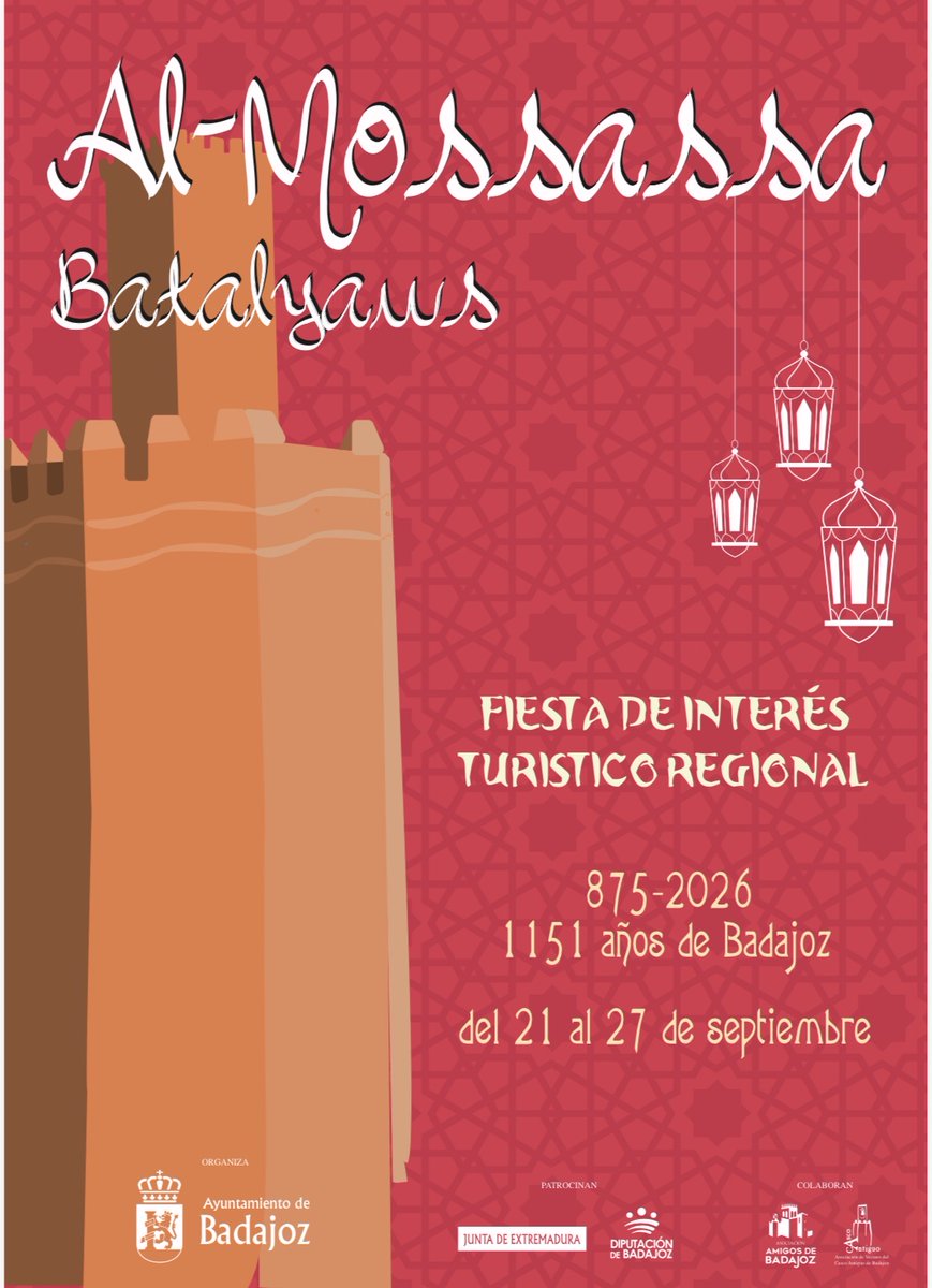aytodebadajoz's tweet photo. ✨🌙 Al-Mossassa #Batalyaws, del 21 al 27 de septiembre en #Badajoz

➡️ Fiesta de Interés Turístico Regional. 

📲 ¡Consulta toda la programación en la web!
https://t.co/LPFTlSLMjr https://t.co/g0ZrC4PBQA