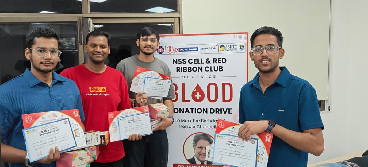 AmityNss's tweet photo. Conducted Blood Donation Drive with @HDFC_Bank, SDMH Hospital, Suman Blood Bank and Akhil Bhartiya Terapanth Yuvak Parishad. https://t.co/oAgSBJQfNl
