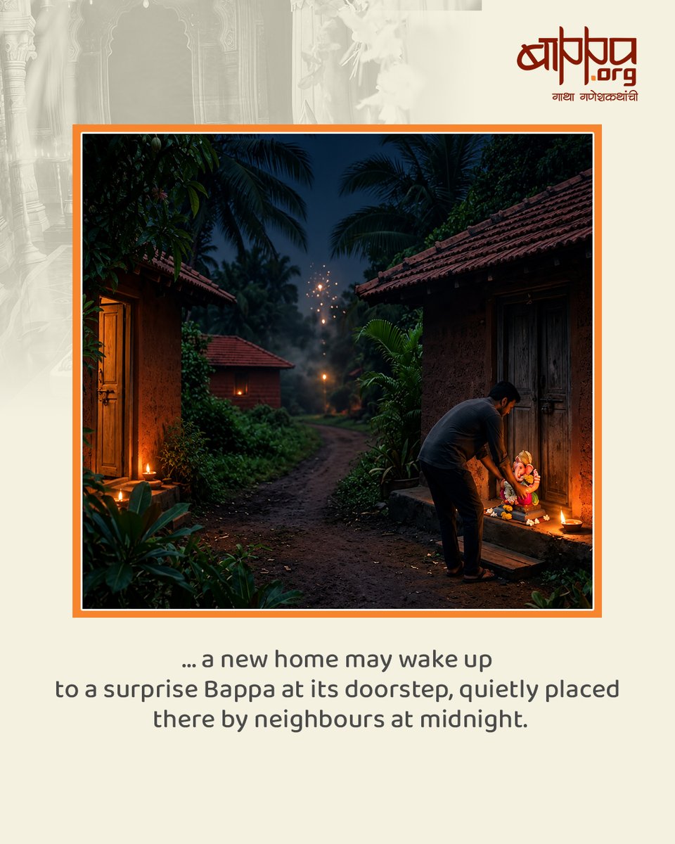Bappaorg's tweet photo. A surprise Bappa at the doorstep. A neighbour’s thoughtful gesture, a blessing for the new home, and the beginning of a new Ganpati tradition. https://t.co/OsBlnzB25u