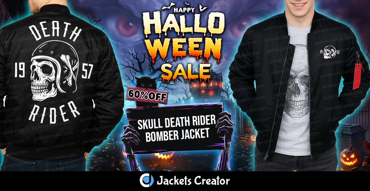 jacketscreator's tweet photo. π Death Rider Skull Bomber Jacket π₯
Bring bold biker energy to your look with this skull-inspired bomber! ποΈπ
π HALLOWEEN SALE β 60% OFF! π
π Shop Now: https://t.co/2oTA0Dj4Jn
#DeathRider #SkullJacket #BomberJacket #HalloweenSale #60Off https://t.co/DMOLpeYiDT