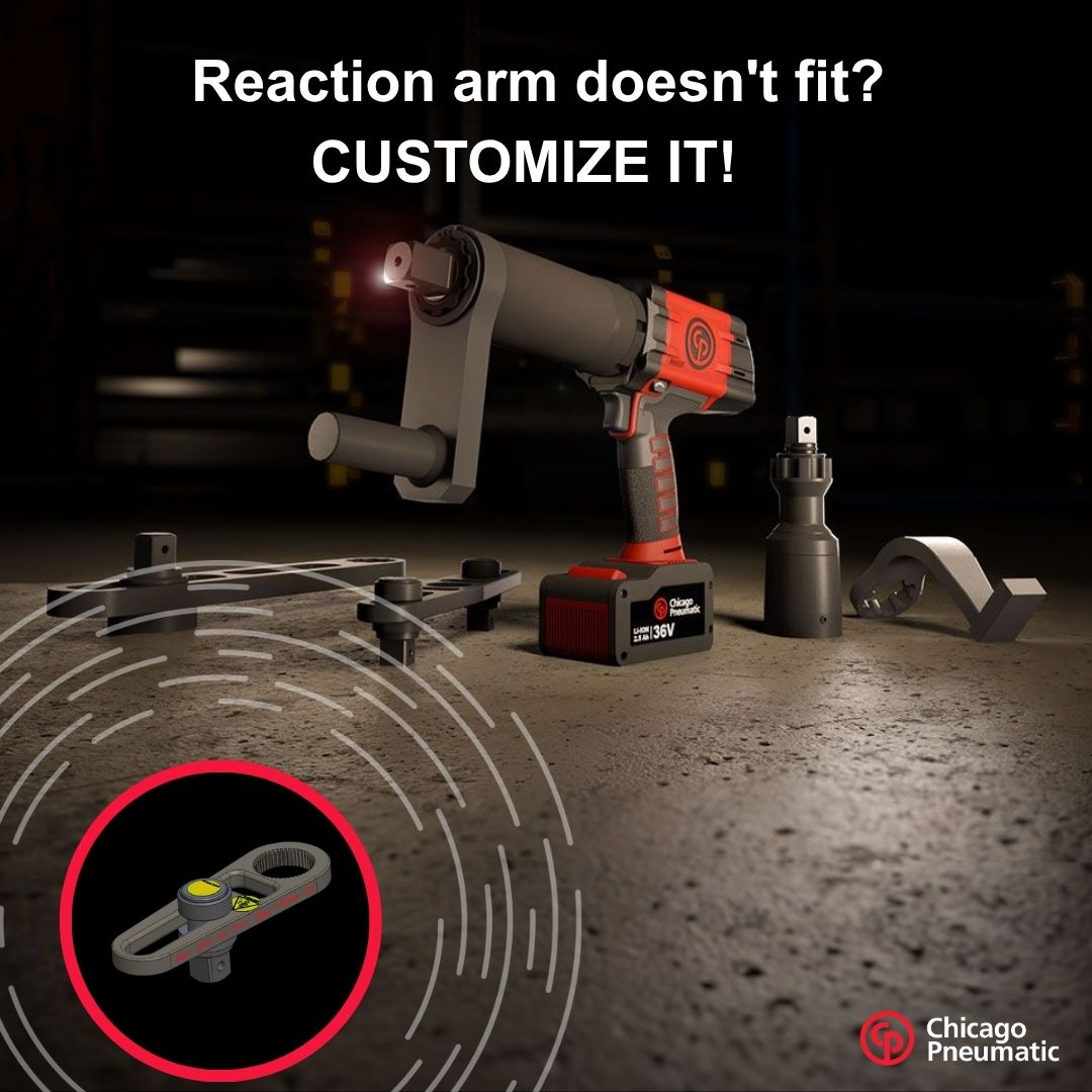 CP_PowerTools's tweet photo. Chicago Pneumatic now offers customized reaction arms for CP86 and CP66 torque wrenches. Tailor your tools to fit unique workspaces and complex tightening applications.
π Contact us https://t.co/Dc823KDpwJ
#CPTools #ReactionArm #Customization #CP86 https://t.co/4JbywiLsvV