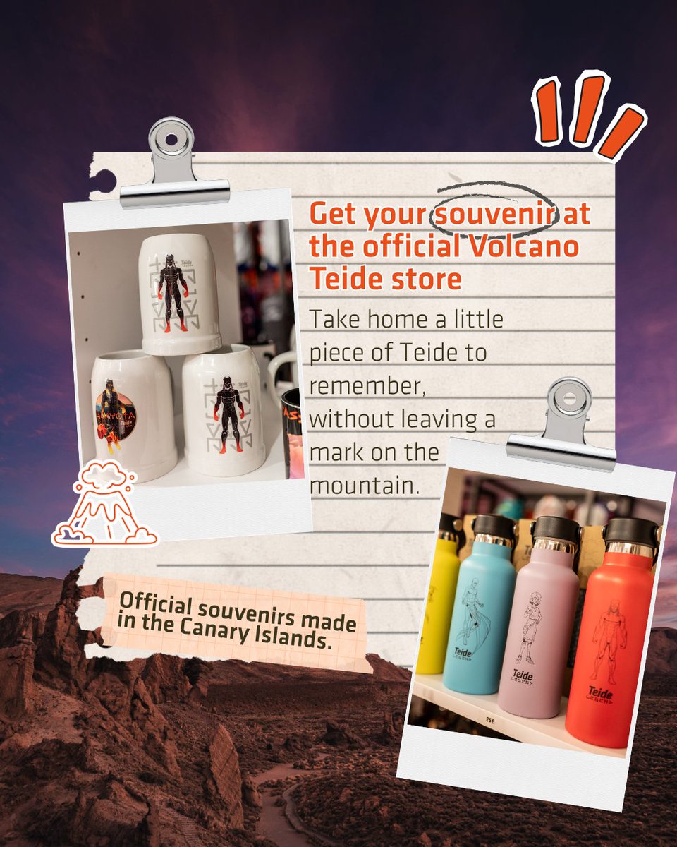 VolcanoTeide's tweet photo. When you’ve finished your visit to Mount Teide, pop into our official shop and take home a unique souvenir of your visit, made in the Canary Islands and leaving no trace on the mountain. Two souvenirs that you can take home 🏠 ​
· ​
#teidelover #volcanoteide #guardianesdelteide https://t.co/L1Oolt14d5