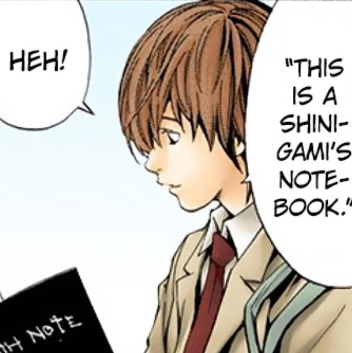 LightYagummyy's tweet photo. LIGHT IN THE FIRST CHAPTER IS TOO MOE. 
"Oh? this is a Shinigami's notebook? Heh >.< You dropped your notebook, mr Shinigami!". THIS BOY IS TOO CUTE https://t.co/6ilBrwqq9Q