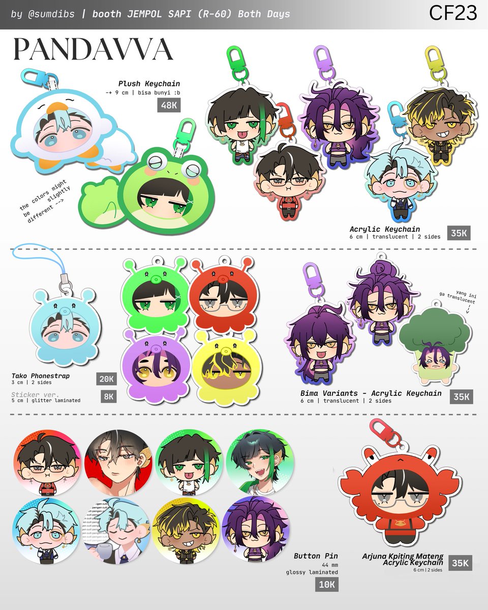 sumdibs's tweet photo. [❤️+🔁] are appreciated

Sumdibs's #CF23 PO Batch 2 🍧

🌟PANDAVVA, PHM, TSHD, MP100, Saiki K, Monster (2023), originals

🗓️21 - 24 Sept 
🛒 Pickup (both days) &amp; Mail Order
📍Circle: Jempol Sapi (R-60)
🔗 form link below ⬇️

(1/2)
#CF23Catalogue #Comifuro23catalogue https://t.co/53AuvONO2j