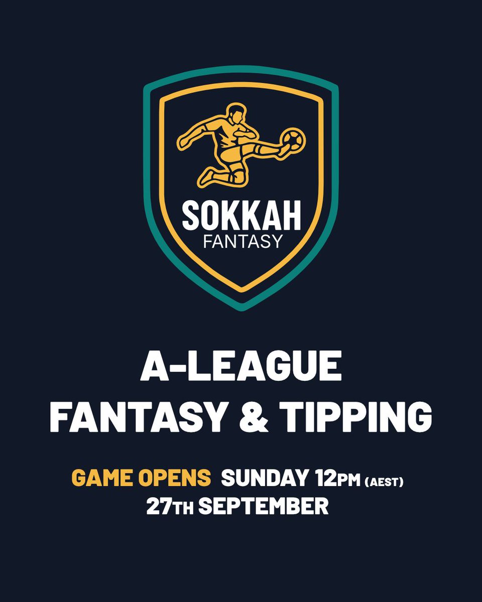SokkahFantasy's tweet photo. A-League Fantasy is back! Built for fans, by fans.
Fantasy &amp; tipping launches this Sunday at 12pm!

https://t.co/8Mz83YVFkH

#ALeague #FantasyFootball #Sokkah #ALM https://t.co/VxvSjvbGTb