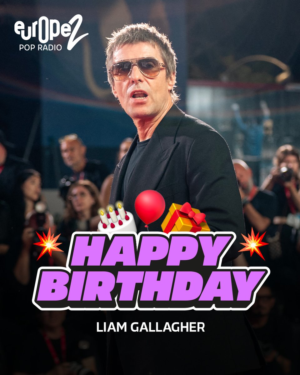 Europe2's tweet photo. 🎂 54 ans pour Liam Gallagher !! Et la bonne nouvelle, c’est qu’on pourra bientôt retrouver sa voix mythique sur scène 🤘

🎤 Rendez-vous les 23 et 24 juillet 2027 au Oasis at Stade de France pour deux concerts exceptionnels 🎸 https://t.co/SpuwKfeM8A