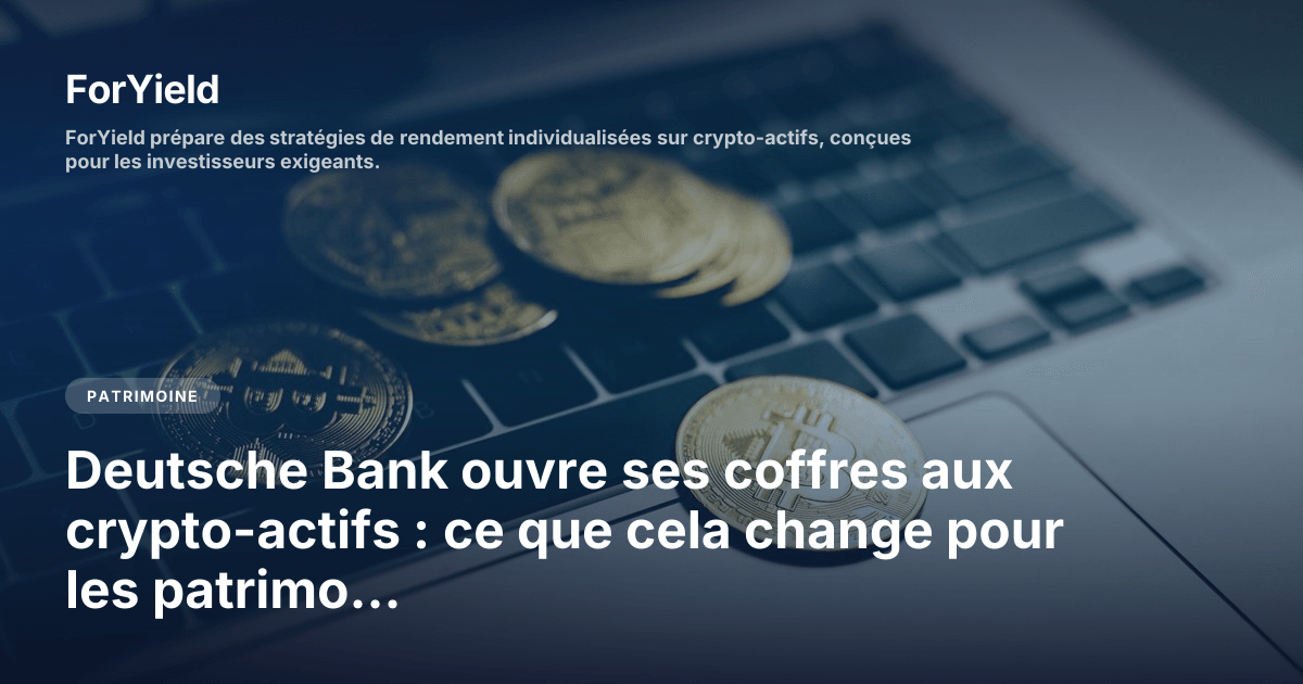 foryieldhq's tweet photo. Deutsche Bank lance une custody institutionnelle crypto pour ses clients patrimoniaux. Une banque centenaire qui sécurise du Bitcoin comme des obligations : la conservation n'est plus un obstacle à l'allocation. #MiCA

Article complet → lien en bio https://t.co/4gAP0Y7cdq