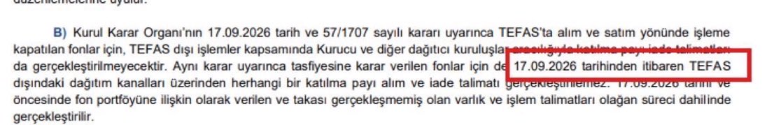 EbruKadi's tweet photo. @aliepolat Ali Bey, aynı kararın B maddesinde engel var, 17.09.2026 dan itibaren yani 00:00 itibariyle alım satım talimatı gerçekleştirilemez  diyor, neden bunu kimse görmüyor evet A6 ile çelişkili ama, B de direkt yazmışlar işte https://t.co/IVUDkBx488