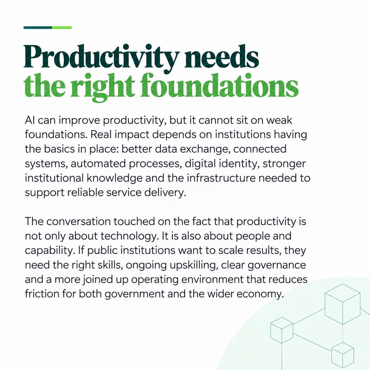 consulting_tbo's tweet photo. Last week, we hosted our inaugural Nigeria MDA &amp; Financial Sector Summit.

One question from our conversation with Dr Tope Fasua @topefasua: What would it take for AI to improve Nigeria’s productivity?

Here are some insights from the Summit.

#tbo #nigeriamda #ai https://t.co/R7NQCaNnqq
